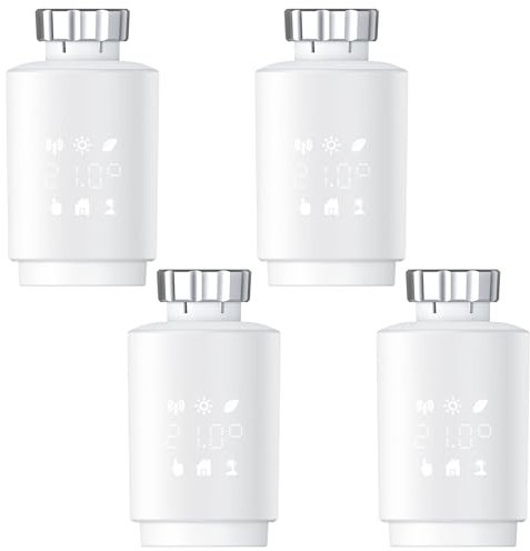Heizkörperthermostat Smart,Zigbee Thermostat Heizung Digital,Programmierbarer Heizungsthermostat,Kompatibel mit Alexa/Google Home (MOES ZigBee Hub erforderlich),4 Stück