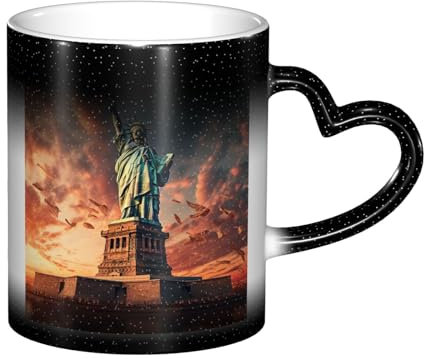 YQTGBCED Statue of Liberty in NYC Print Creative Color Changing Mug,Heat Sensitive Coffee Mugs,Custom Magic Mug with Unique Design