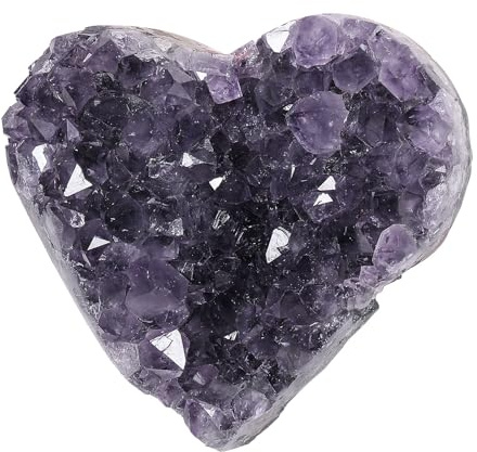 mookaitedecor Natürliche Herzform Amethyst Druse Mineralien Edelsteine | Natursteine Herzförmige Mineralien Drusensegment, Lila Stein Herz Rohstein Kristallgeode für Dekoration, 0.44-0.66 LB