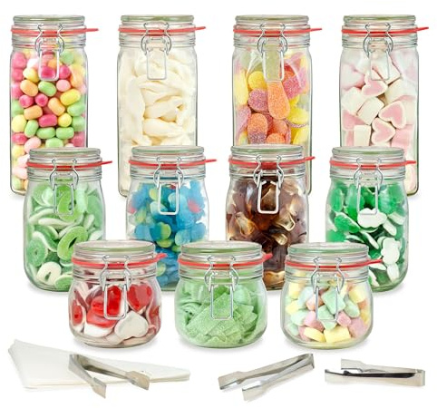 Der Zuckerbäcker Fertige Candy-Bar, Gläser gefüllt mit Süßigkeiten - Candybar Zubehör Set inklusive, Candy Bar Süssigkeiten für Hochzeit, Geburtstag
