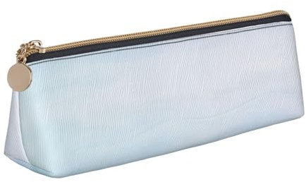 Mäppchen Große Kapazität Ombre-Strukturierter Blaudruck Leder Federmäppchen Personalisierbar Bleistifte Tasche, Für Schüler, Schule, Bürobedarf