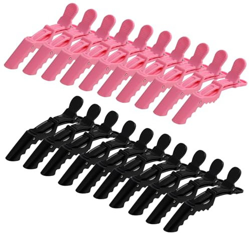 20 Piezas Alligator Hair Clips,Pinza pelo,Pinzas Pelo Mujer Peluqueria,Alligator Clip, Accesorios de Estilismo para Salón y Uso Doméstico, Colores Negro y Rosa