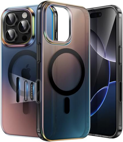 JETech Iridescent Case for iPhone 16 Pro Max 6.9-Inch with Camera Control Capture Button, Compatible with MagSafe, Cute Unique and Aesthetic Design, Colorful Translucent Cover (Iridescent Black)