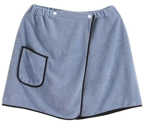 HiyyFloy Falda De Baño De Forro Polar Coral para Hombre, Absorbente, con Bolsillo, Toalla De Sauna Ajustable, De Secado Rápido, para Gimnasio, Playa, Hogar Y SPA.