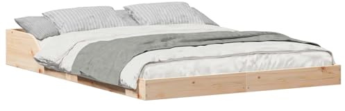 vidaXL Bettrahmen Braun 120 x 200 cm Massives Kiefernholz, Moderner, rechteckiger Bettrahmen, aus solidem Kiefernholz, langlebige Schlaflösung, rustikaler Stil, für Gästezimmer