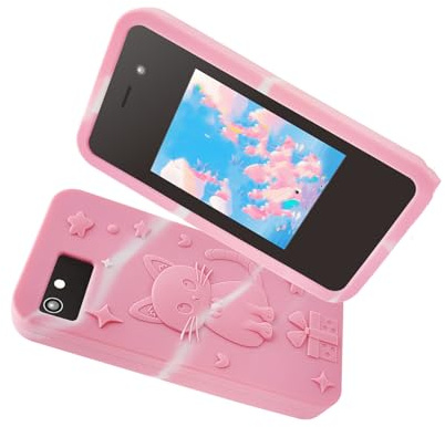 Kinder-Lerntelefon: 200-MP-Kamera, 18 Lernspiele, Musik-Player und Kindersicherung, für Kinder von 3–10 Jahren, Foto-Videokamera mit Autofokussierung