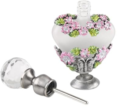 Bouteilles de parfum vides vintage – Récipient en verre rechargeable, romantique peint à la main, mécanisme de conteneur de rangement, système de cadeau unique | maison, bureau, chambre à coucher pour