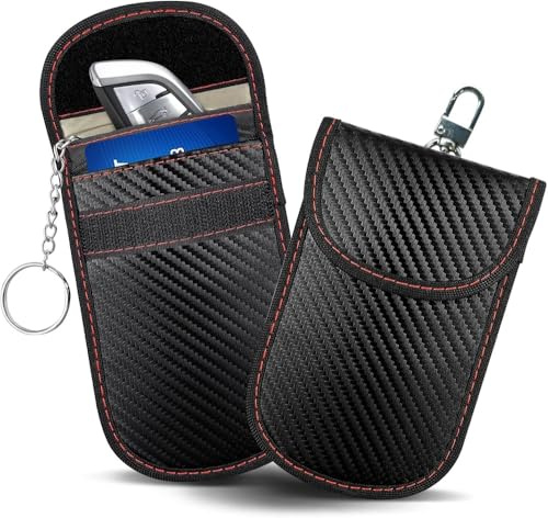 YIXUEERWSY 2 Pezzi RFID Custodia Protezione Keyless Go per Fiat 124 Spider I 2016-2020, Fibra di Carbonio Schermatura Segnale Sicurezza Chiave Auto Faraday Bag