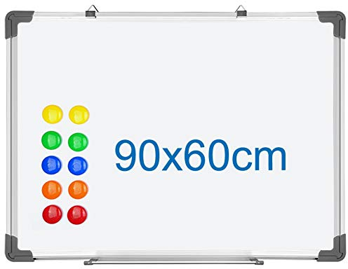 S SIENOC Whiteboard Magnetwand mit Alurahmen Magnetisch Whiteboard und Magnettafel Weiß lackiert mehrere Größen wählbar (1 Stück 90 * 60cm)