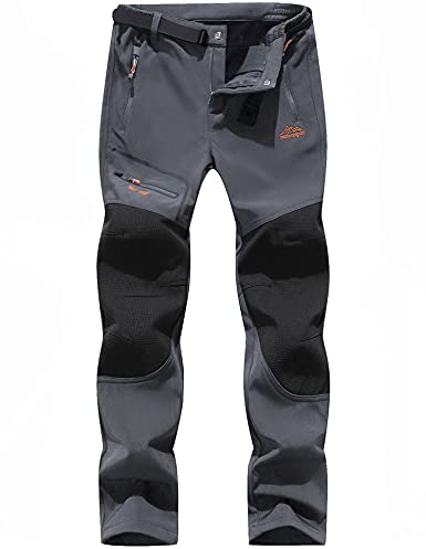 BenBoy Herren Wanderhose Wasserdicht Softshellhose Outdoorhose Winddicht Warm Gefüttert Skihose Snowboardhose Winter Trekkinghose,KZ1602-Grey1-S