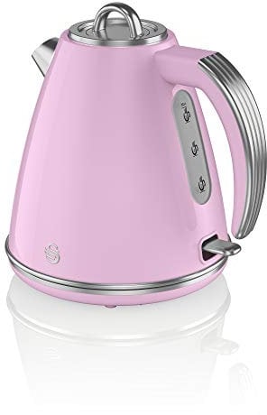 Swan SK19020PN Retro Jug Kettle, Fast Boil, Easy Pour, 360 Degree Base, 1.5L, 3KW, Pink