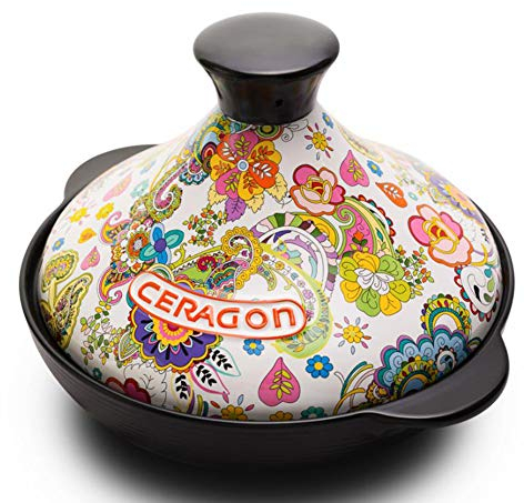 XCXDX Tagine in Ceramica, Casseruola Multifunzione, Pentola A Micro-Pressione in Argilla Dipinta A Mano, 2L