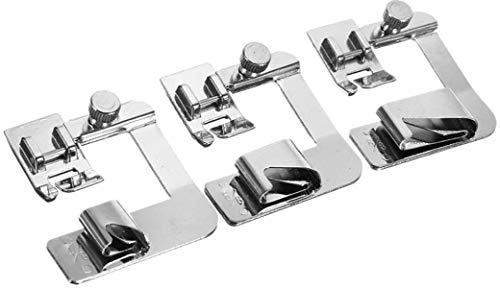 WeFoonLo 3 Stück (4/8 Zoll, 6/8 Zoll, 8/8 Zoll) Rollsaum Druckfußwickler Säumen Nähmaschine Hemmer Nähfußset für die meisten Sänger Bruder Janome Babylock Juki