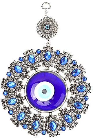 Türkei Blue Evil Eye Ornament, Blaue Augen Perle Fatima Hand Glückliches Amulett Wandbehang für Schutz und Wandbehang Dekor