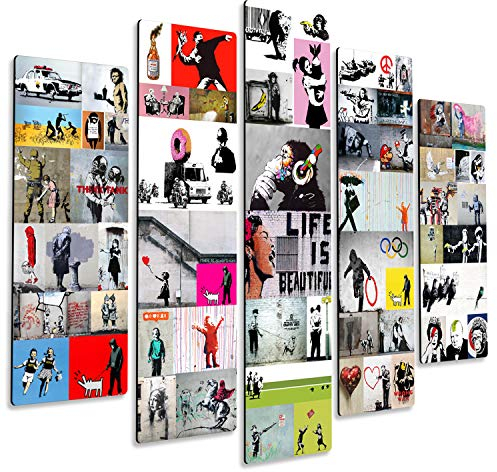 Giallobus - 5 Multi Panel Art Board - Banksy - Banksy Collage 2 - MDF-Holz - 140x100