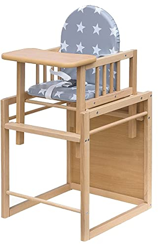 Best for Kids Kombihochstuhl Victoria Bärchen | Leicht umbaubarer Kinderstuhl mit Tisch | Hochstuhl aus Holz mit Bärchen Design | Ideal als Esstischstuhl | Portabel & schnell montierbar