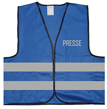 Warnweste - Signalweste - Presse - Warnweste mit reflektierendem Aufdruck - Größe L/XL, Blau