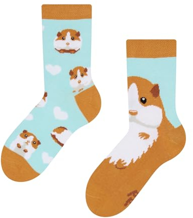 Dedoles Socken Unisex Damen Herren & Kinder Baumwolle viele lustige Designs 1 Paar Geschenk links rechts verschieden, Farbe Blau, Motiv Meerschweinchen, Gr. 39-42