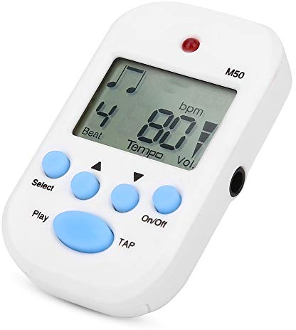 Elprico LCD Digital M50 Metronom Digital Metronom Digital Metronom 5 Farben Clip On Digital Beat Tempo Metronom Tempo Metronom, einfach zu bedienendes Mini Metronom, für Beth für Klavier, weiß