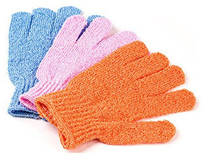 Lot de 5 paires de gants de toilette exfoliants en bambou - Gant exfoliant double face - Gant de bain exfoliant pour le corps - Gant de bain exfoliant pour les mains Couleur aléatoire