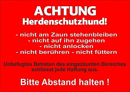 Petsigns Warnschild aus Metall - uv-beständig - Achtung HERDENSCHUTZHUND! Hundeschild, DIN A3