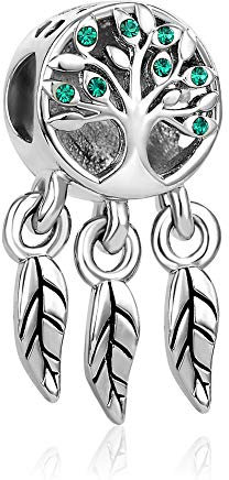 Dream Catcher Green Family Tree Dangle Charm fits Pandora Bracelet Family is Forever Birthday Jewellery Gift for Women Daughter Sister Granddaughter