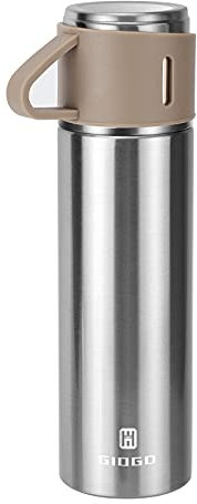 Vacuum Insulated Flask 500ml/16.9oz Stainless Steel Thermo Bottle with Cup for Coffee Water Hot and Cold Drink Flasks.(Brown,Single)