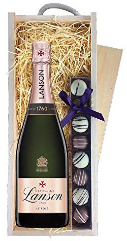 Lanson Le Rose Champagne & Champagne Truffles, Wooden Box 75cl 12.5% abv