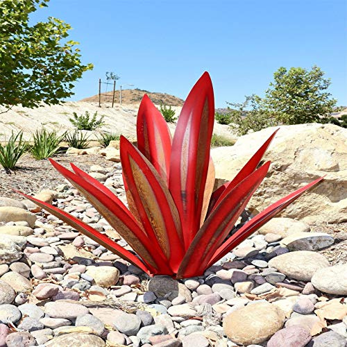 Koly-Hundebett Gartenfiguren für Außen, Agaven Deko Gartendeko für Gärten Innenhöfe Balkone Park Metall Tequila Rustikale Skulptur Höhe 65cm
