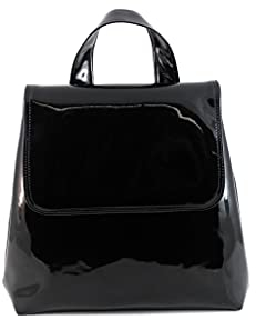LONI Modischer Damenrucksack | lässiger Mini-Rucksack | niedlicher & kleiner Tagesrucksack für Mädchen & Jugendliche, schwarzer lack, 36