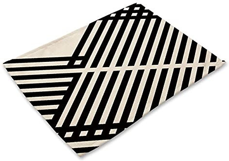 1Pcs Geometrische Buchstabenmuster Tischset Esstisch Matten Getränke Untersetzer Baumwolle Leinen Pads 42*32cm Küchenzubehör-P,32x42cm
