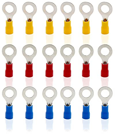 Kabelschuhe Set, KINHARD 105 Stück Ringkabelschuhe M8, Rohrkabelschuhe Kit, Flachsteckhülsen für Elektrische und Elektronische Wartung, Automobile, Schiffe Verwendet Werden