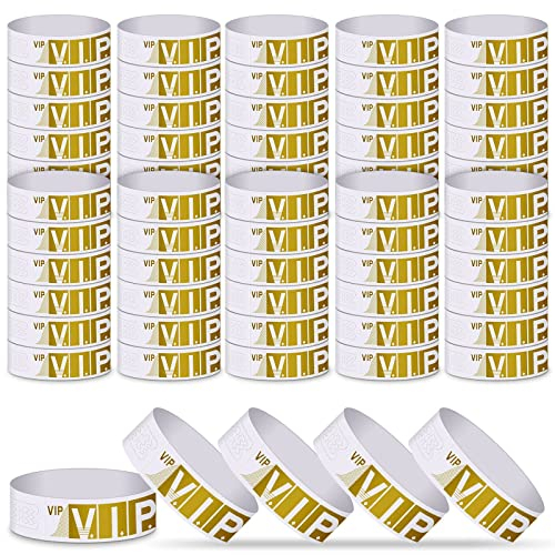 ASTARON 100 Pcs Papier VIP-Eintrittsbänder für Events, Gold Einlassbänder für Events Wasserdichte Armbänder VIP-Armbänder für Nachtclubs Wasserparks Leichte Konzert-Armbänder