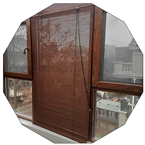 DLLY Holzfenster-rollos, Innen- / Außenbambus Lichtfilterung Rollläden, Römische Sonnenschutz Jalousien Für Balkon/küche/terrasse, Natürliche Atmungsaktive Bambusvorhänge,WxH-50x100cm/20x39in