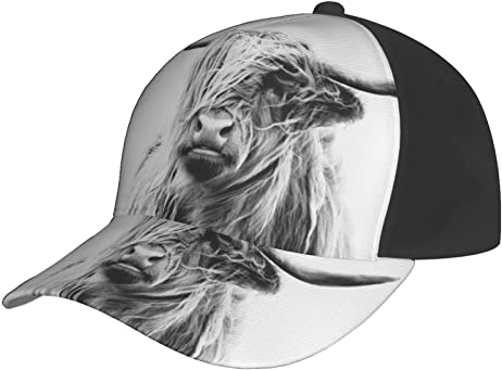 Aseelo Baseballkappe mit Glitzer-Pailletten für Herren und Damen, klassische Baseballmütze, Papa-Hut, Trucker-Mütze, Sonnenhüte für Sport, Outdoor, porträt von einem Highland Kuh, One size