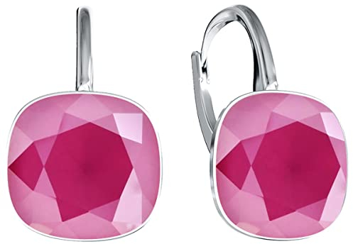 Damen Hängen Ohrringe Silber 925 mit Marken Kristalle Zirkonia - Schmuck Echt Silberne Hängende Ohrhanger für Frauen und Mädchen - Hängeohrringe Ideal Geschenk (Peony)