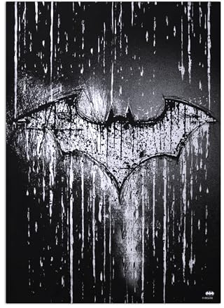 Displate Offiziell DC Comics MetallPoster Magnetische Befestigung Inklusive Lizenziert Bilder Hochwertiges Poster Symbols Of Hope - Carved Bat 45 cm x 32 cm