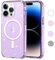 Yoedge Trasparente Glitter Cover Magnetica per iPhone 14 Pro Max 6,7, Custodia Bling Brilla Compatibile con MagSafe Magnetico Ricarica Wireless, Bumper TPU Hard PC Viola Case per iPhone14 Pro Max