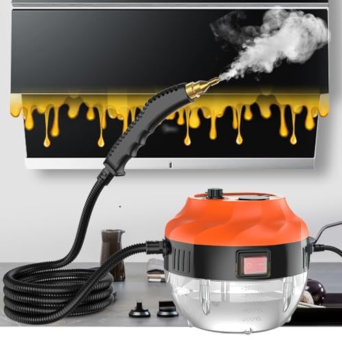 2500 W Pulitore a Vapore Portatile, Macchina per la Pulizia a Vapore Pressurizzata ad Alta Temperatura con 3 Testine per Spazzola, Rimuovere Macchie per Mobili da Cucina Bagno Auto