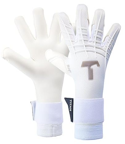 T1TAN White Beast 3.0 - Torwarthandschuhe ohne Fingerschutz - Fußballhandschuhe für Jugendliche & Erwachsene, Unisex - Hybrid Flat Cut und 4mm Gecko Grip - Gr. 8