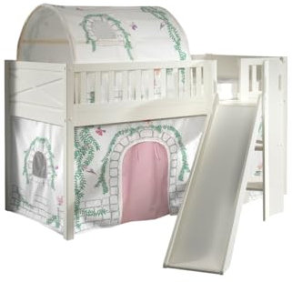 Vipack Scott Hochbett Rutsche und Vorhang Birdy Tunnel, weiß, 90 x 200 cm