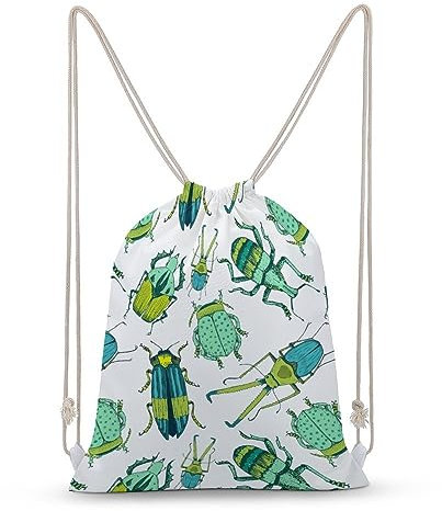 NIBABAEU Rucksack mit Kordelzug, Motiv: Käfer und Insekten, große Kapazität, wasserabweisend, Segeltuch, Sport, Yoga, Turnbeutel für Jungen, Mädchen, Frauen