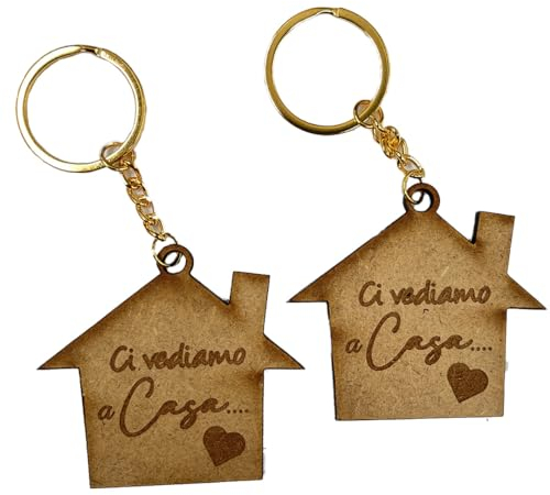 Generico Ci Vediamo a Casa Coppia di Portachiavi in Legno Idea Regalo Natale Compleanno Anniversario Sanvalentino Amore Coppia Casa Nuova Convivenza Matrimonio Neo Sposi Fidanzati Personalizzato