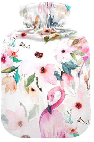 ISAOA Wärmflasche mit Flamingo-Blumendruck, Größe M