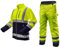 NEO TOOLS Herren Set Thermo Warnschutz-Arbeitshose + Arbeits Fleece Jacke | Hose wasserfest aus Oxford 300D mit Fleece-Innenfutter Gelb, S-2XL (L)
