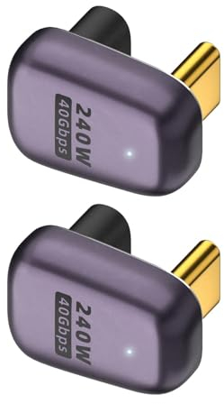 ZIXINZIYI Adapter 180 Grad USB C, rechtwinkliger Adapter Typ C mit 40Gbps PD 240W 8K@60Hz Laden Sie Video, kompatibel mit Steam Deck, Switch, VR und Anderen Typ-C Geräten (180 Grad C-2 Stücke)