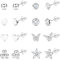 Dochais 8 Paar Ohrstecker Silber Set für Damen Ohrstecker Klein Silber Ohrringe Chirurgenstahl Ohrringe Stecker Zirkonia Herz Ball Hypoallergene Creolen Set Knorpel Helix Conch Piercing Ohr
