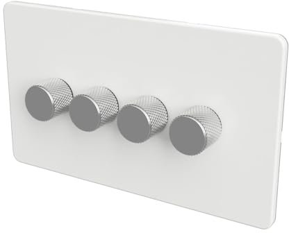 SAMOTECH Zigbee Dimmer Switch No neutral wire required, compatible with Philips Hue, Home Assistant - White/Silver 4-Gang Zigbee Dimmer