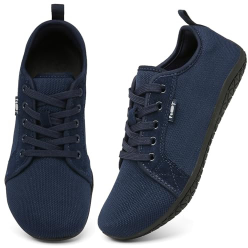 Geweo Chaussures Pieds Nus Barefoot Décontractées Running Trail Femme Homme Minimaliste Baskets Marche Unisexe Large Orteil Trekking Sneakers Respirant Poids Léger pour Bleu Marine 40EU