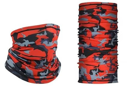 Elastische Kopftücher, Multifunktionstuch, Bandana, winddicht, atmungsaktiv, UV-Schutz, Schlauchschal für Radfahren, Wandern, Rot militärisch, Estándar